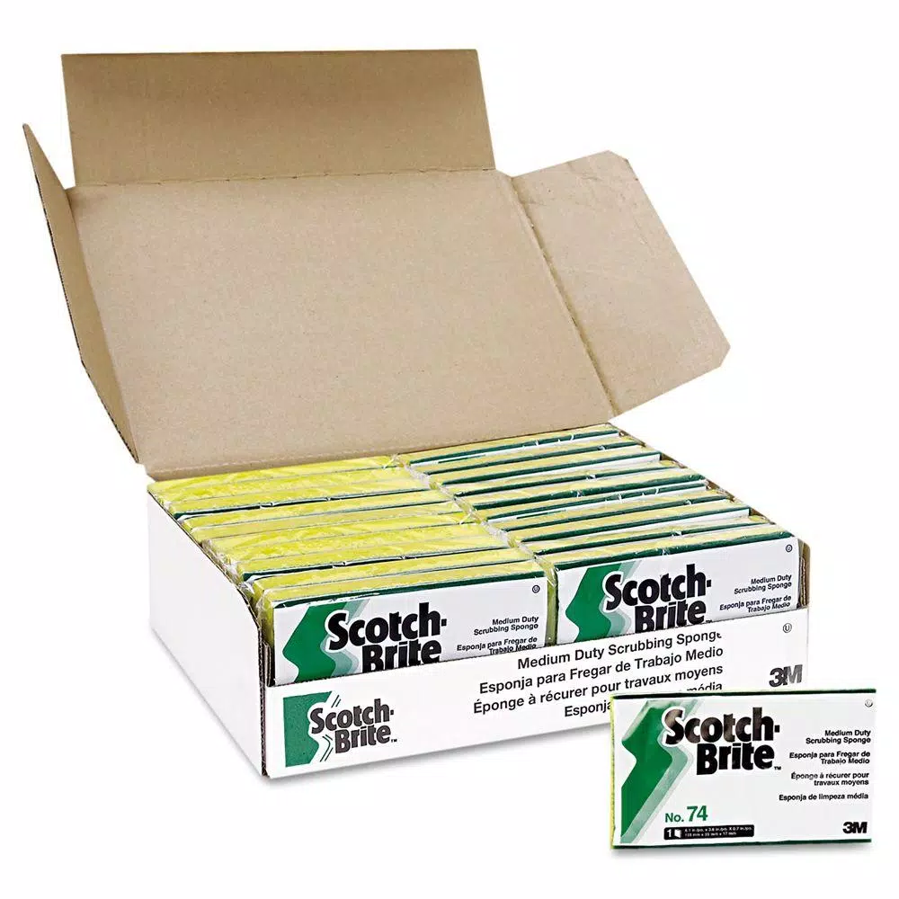 Scotch-Brite 3M Scotch-Brite Medium-Duty Scrubbing Sponge, Dual-Sided Cellulose and Synthetic Fiber (Case of 10)
