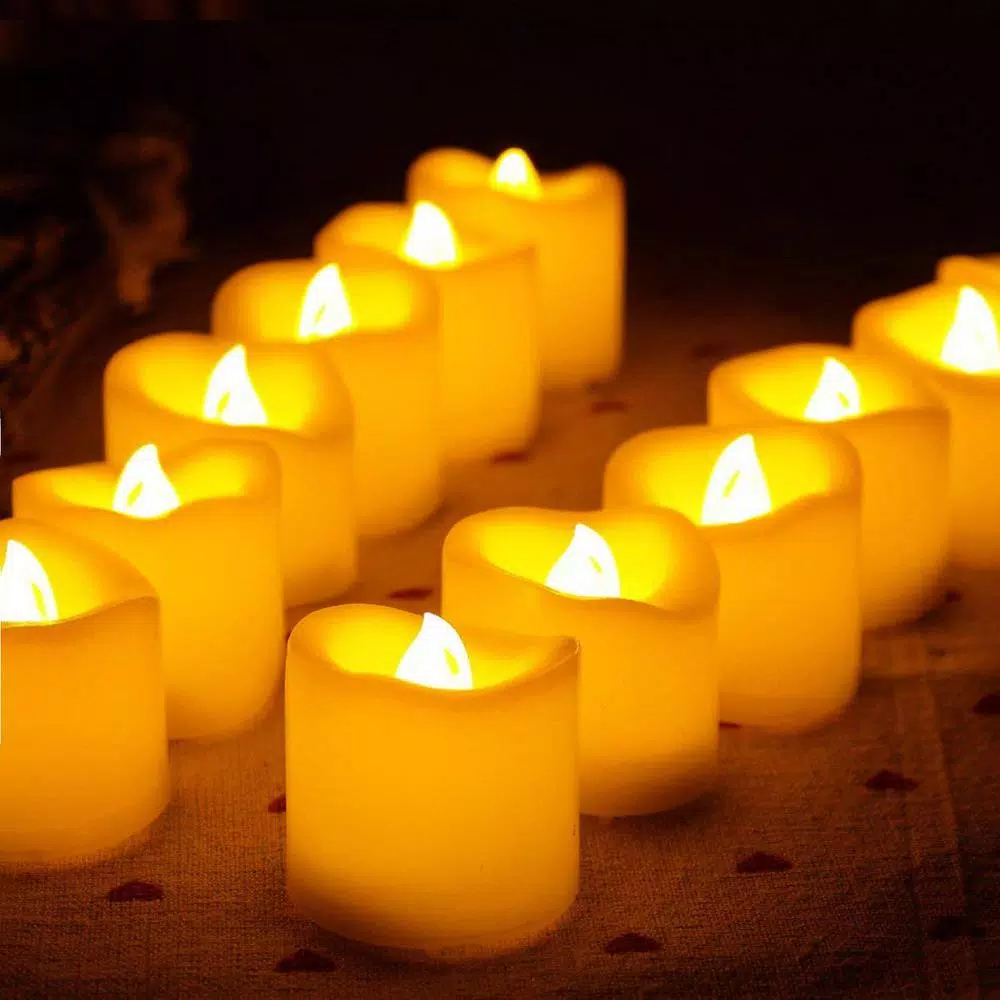 Novelty Place 1.6 in. Flameless Votive LED Tea Light Candles, Bright Flickering Warm White, 12-Pack
