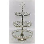 Heim Concept Silver 3-Tier Crystal and Stainless Steel Cake Stand, 20 in. H thumbnail 2