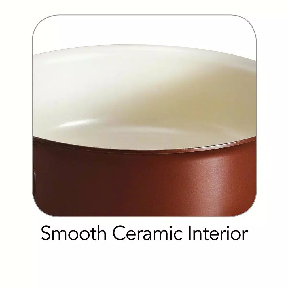 Tramontina Gourmet Ceramica Deluxe 3 Qt. Aluminum Ceramic Nonstick Sauce Pan with Glass Lid, Copper