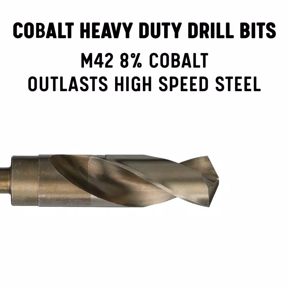 Drill America M42 Cobalt Reduced Shank Drill Bit Set, 5-Piece (9/16 in. - 1 in.)