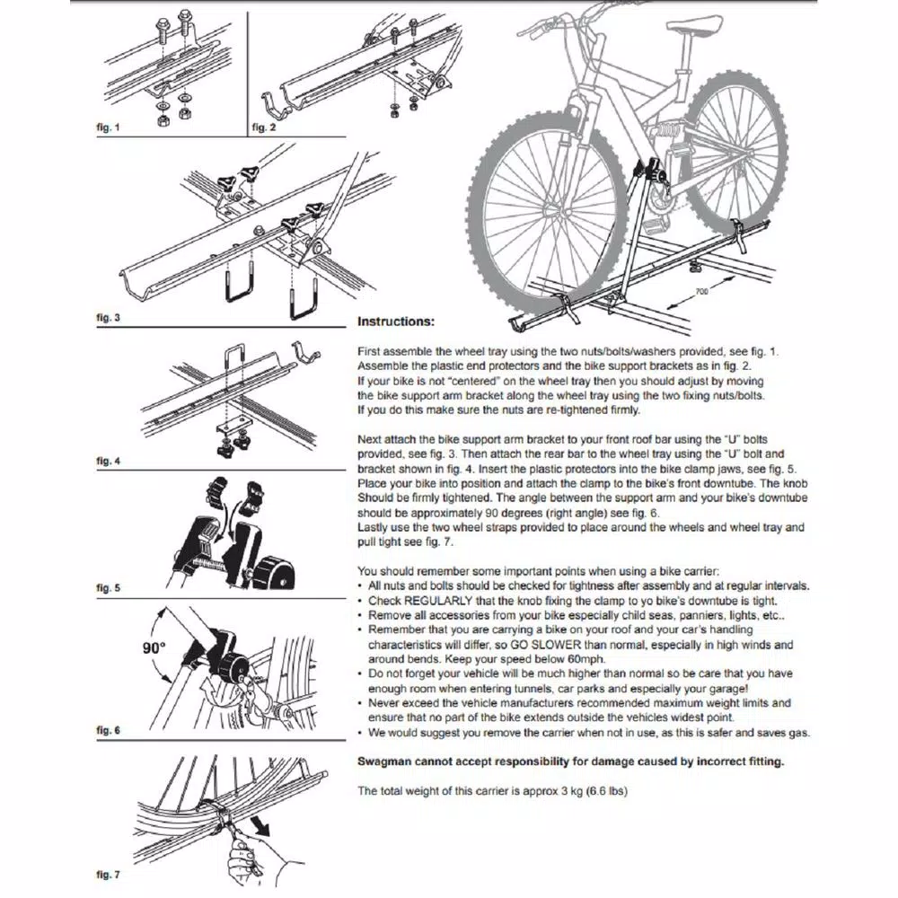 Swagman Upright Roof Rack Single Bike Carrier for Square, Round, and Oval Bars