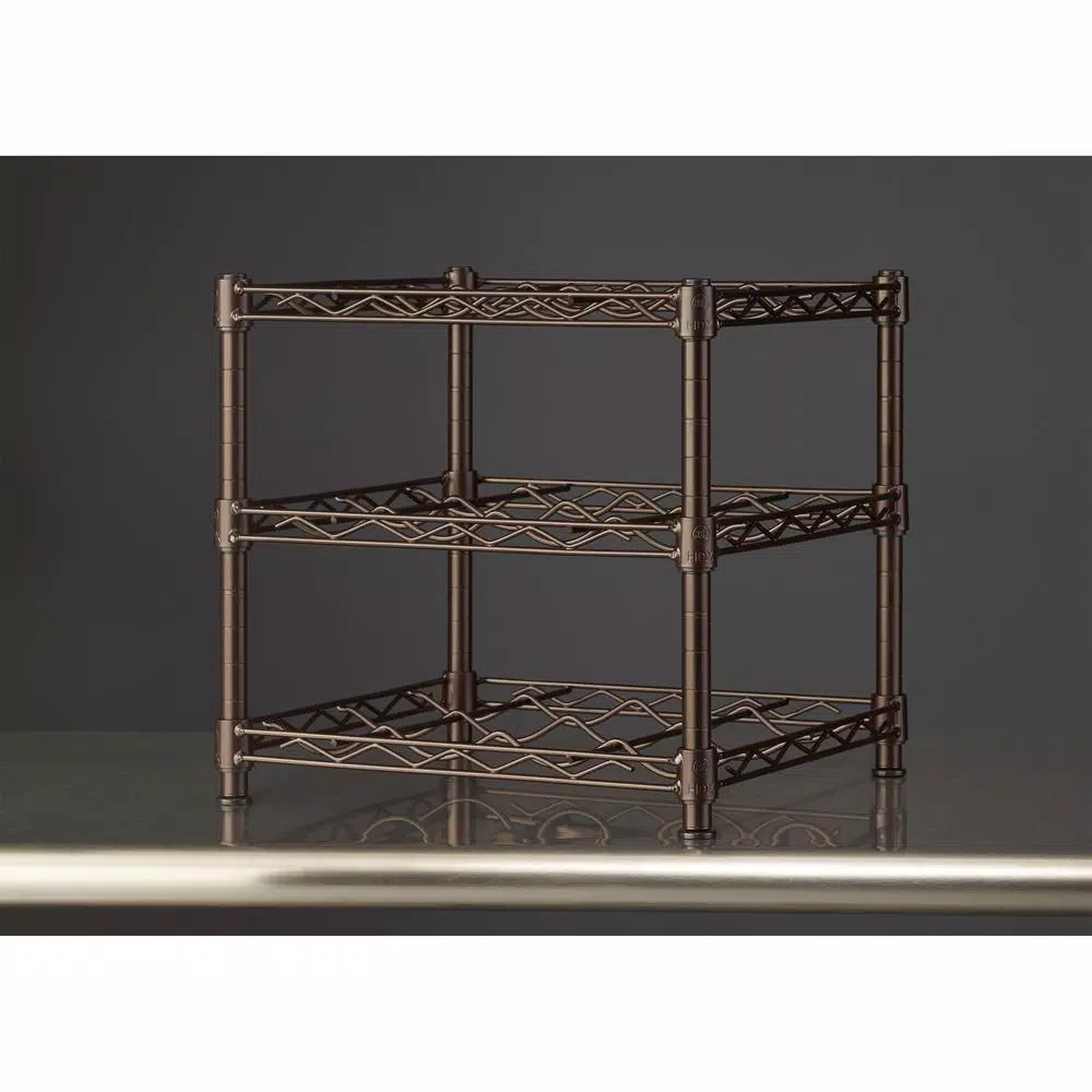 HDX 3-Shelf Countertop Wire Wine Rack, 12-Bottle Capacity, Antique Bronze Steel