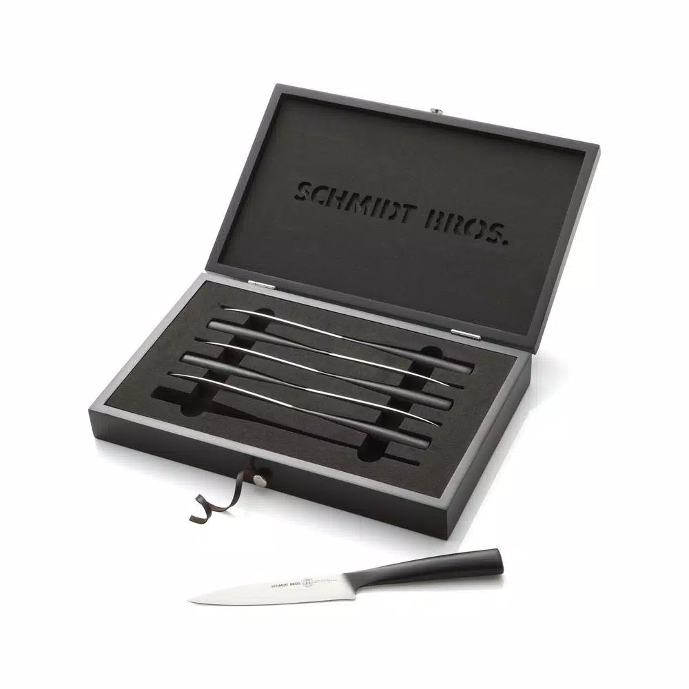 SCHMIDT BROS. Schmidt Brothers Carbon6 6-Piece Stainless Steel Steak Knife Set with Wood Gift Box
