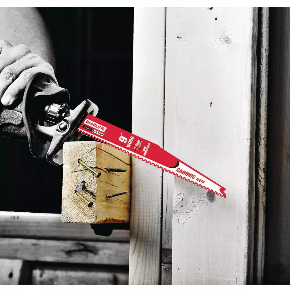 Diablo Demo Demon 6 in. Carbide-Tipped Reciprocating Saw Blade, 6/9 TPI for Nail-Embedded Wood