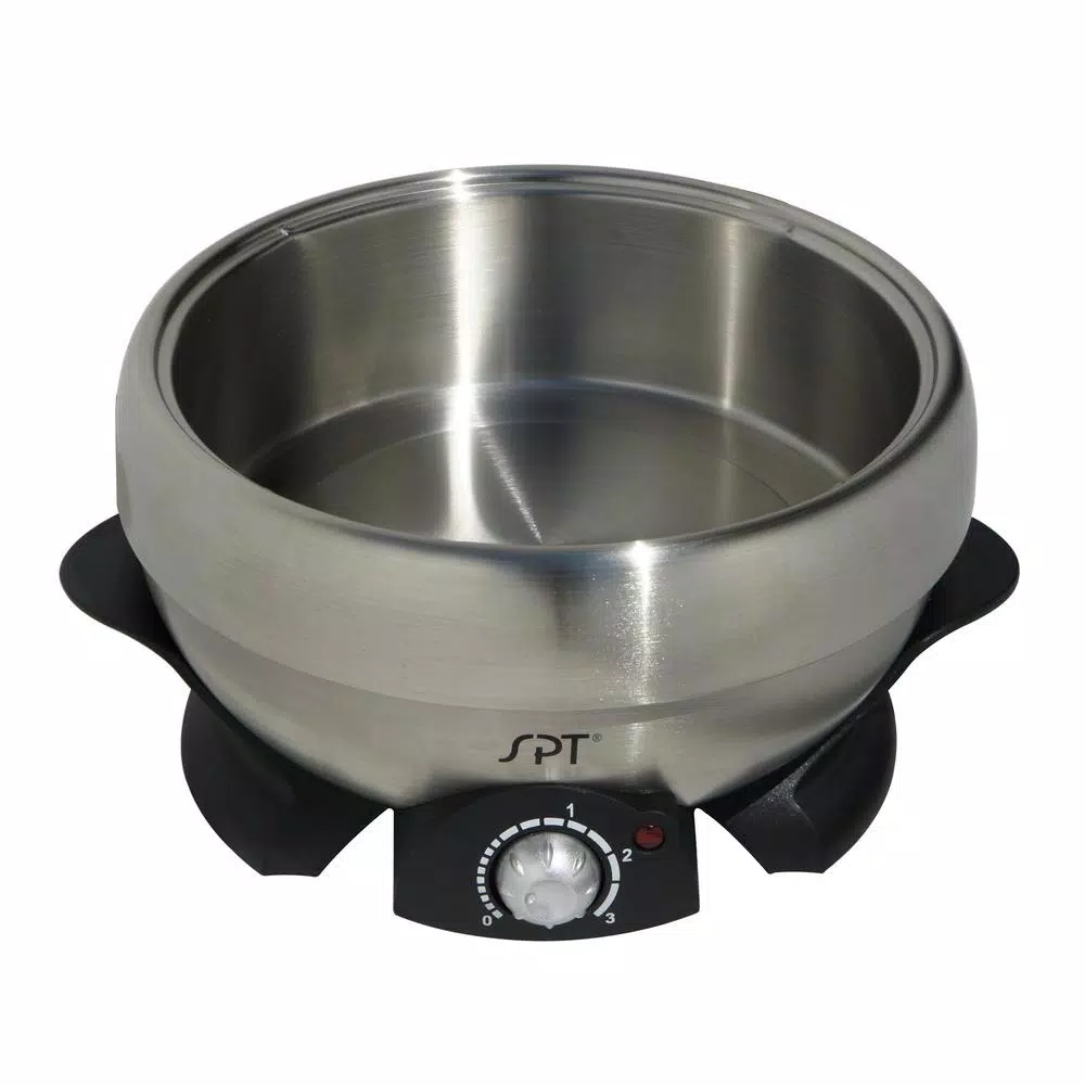SPT 3 Qt. Stainless Steel Electric Multi-Cooker Shabu-Shabu Pot with Griddle and Steam Rack