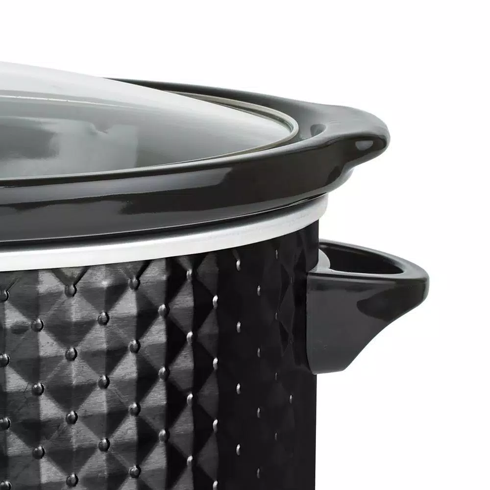 Brentwood Appliances 7 Qt. Black Slow Cooker with Removable Ceramic Pot and Tempered Glass Lid