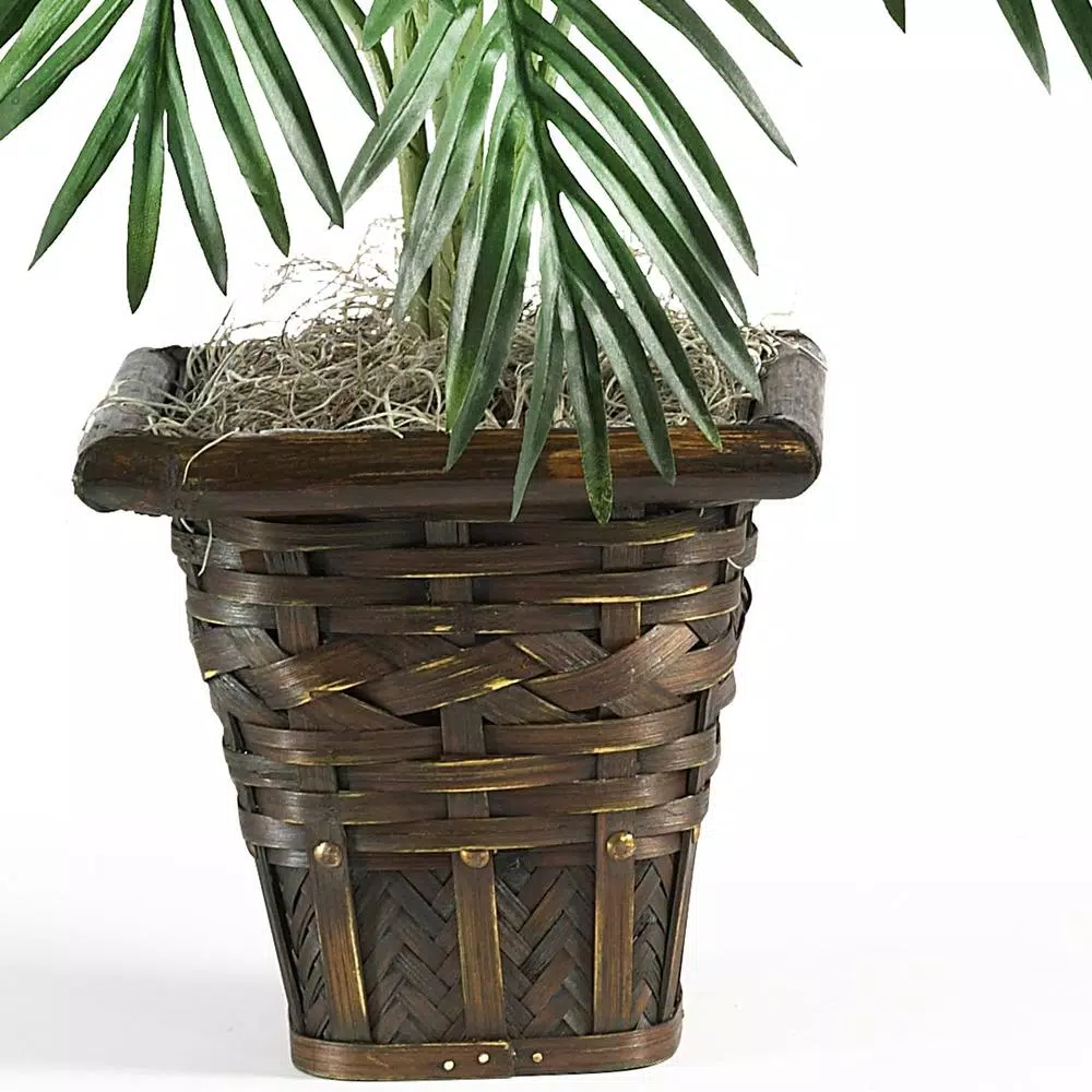 Nearly Natural 38 in. Faux Areca Palm Silk Plant with Decorative Wicker Basket