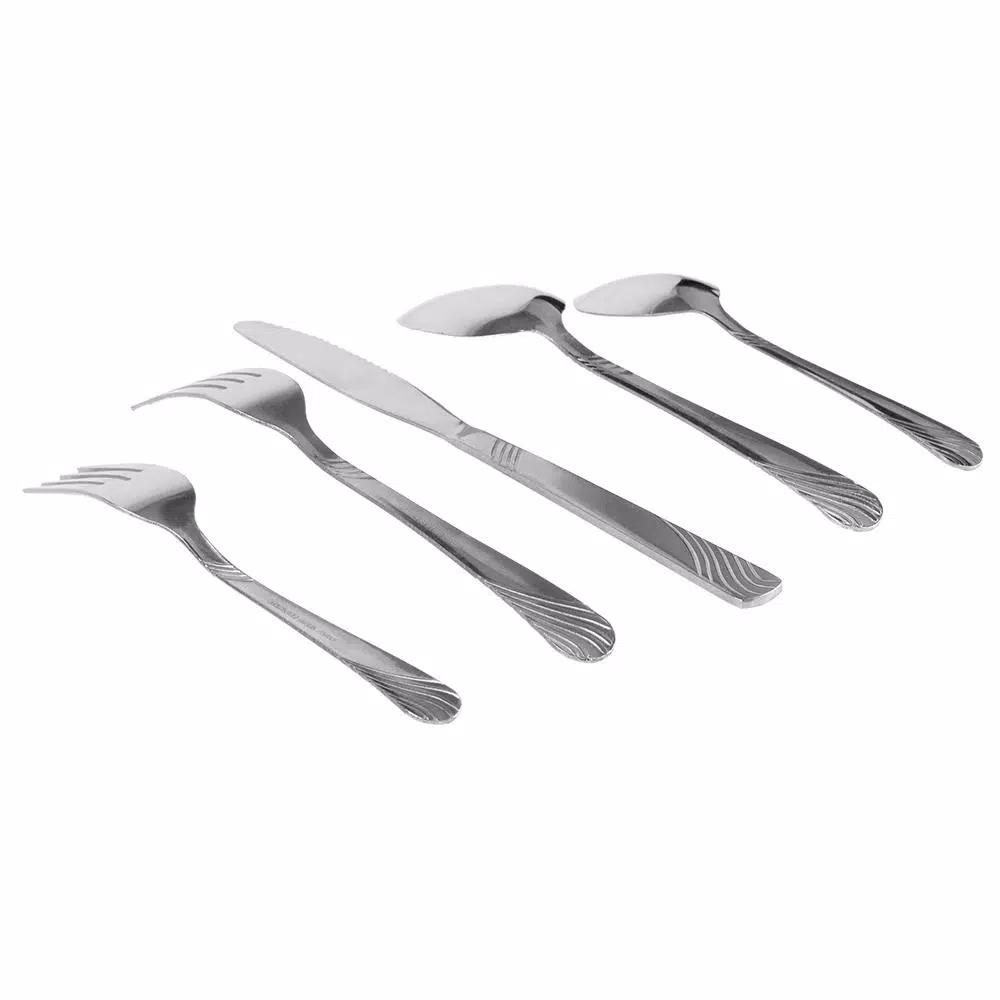 Home Basics River 20-Piece Stainless Steel Flatware Set, Silver Service for 4
