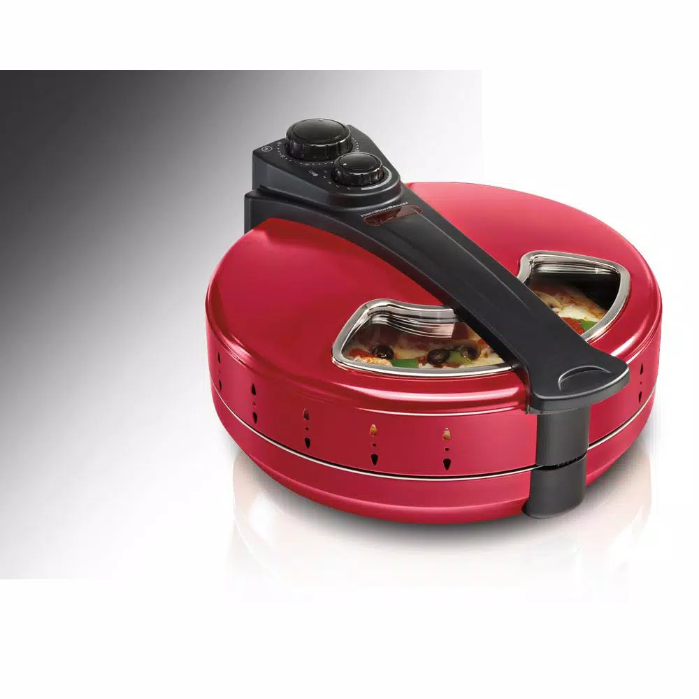 Hamilton Beach 12 in. Red Metal Pizza Maker, 1200W Countertop Specialty Grill