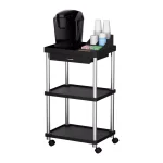 Mind Reader 3-Tier 7-Compartment Rolling Black Coffee Cart with Storage Drawer thumbnail 1