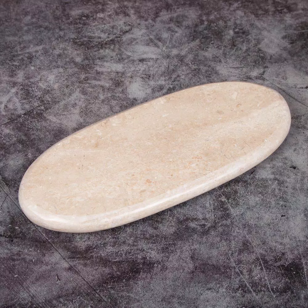 Creative Home Natural Champagne Marble Oval Serving Tray - 14 in. Beige Cheese & Pastry Board