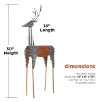Alpine Corporation 30 in. Metal Rustic Standing Reindeer Christmas Outdoor Sculpture thumbnail 3