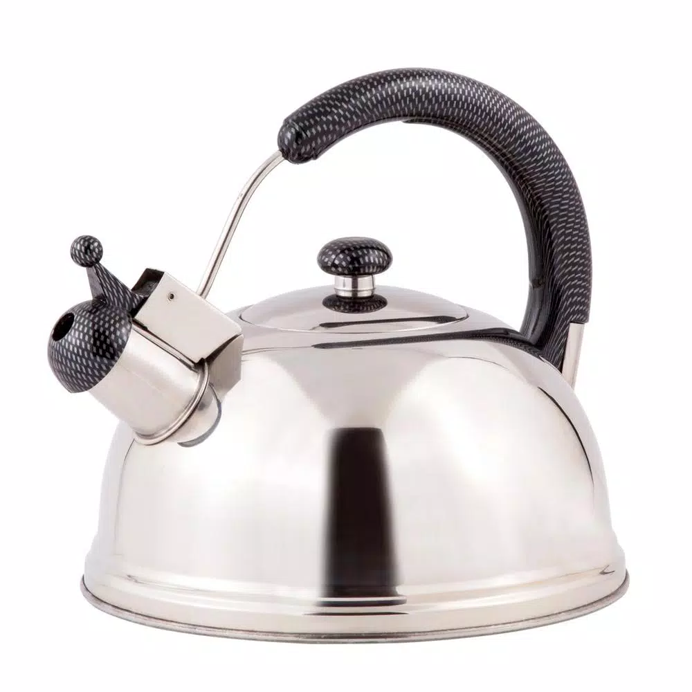 Creative Home Cobra 10.8-Cup Stainless Steel Whistling Stovetop Tea Kettle, Mirror Finish