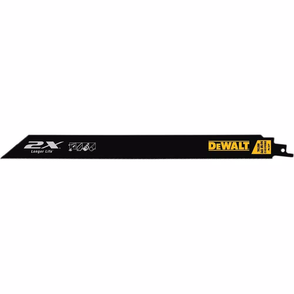 DEWALT 12 in. 2X Premium Metal Cutting Reciprocating Saw Blades, 14 TPI, 5-Pack