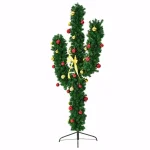 Costway 7 ft. Pre-Lit Artificial Cactus Christmas Tree with 160 LED Lights and Ball Ornaments thumbnail 5