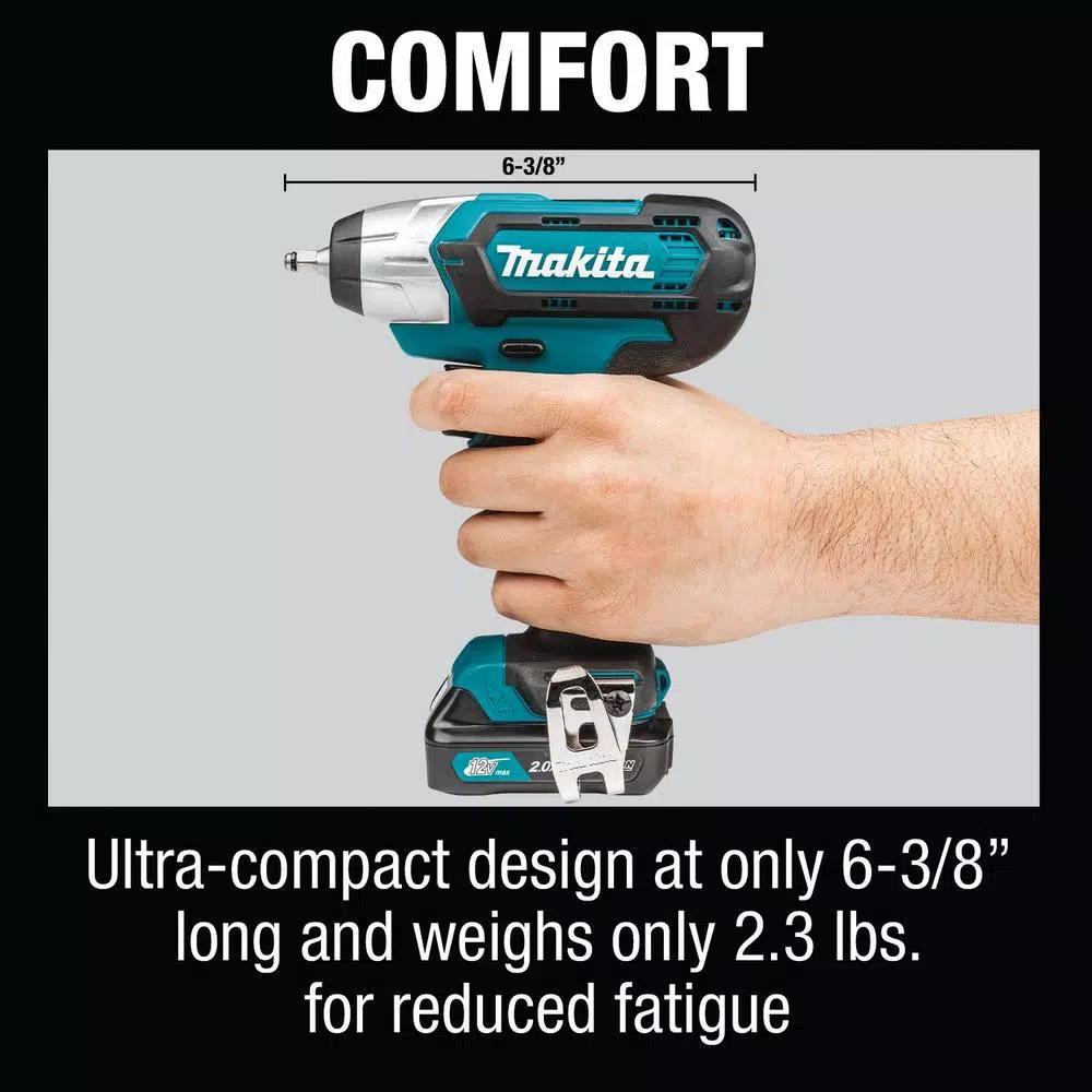 Makita 12V MAX CXT Cordless 1/4 in. Square Drive Impact Wrench Kit (2.0 Ah)