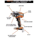RIDGID 18V OCTANE Brushless 1/2 in. Impact Wrench and LED Mat Light Kit, Tool Only thumbnail 3