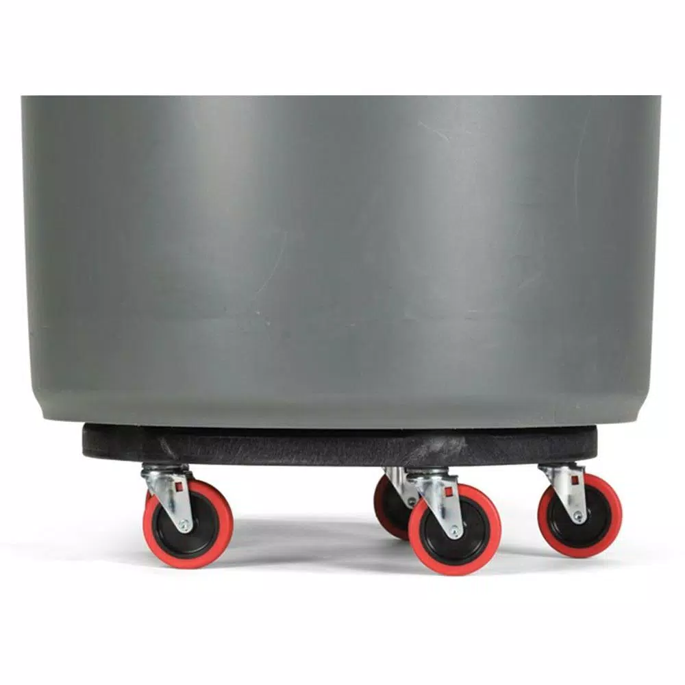 Rubbermaid Commercial Products Rubbermaid Brute Quiet Trash Can Dolly with Non-Marking Red Casters
