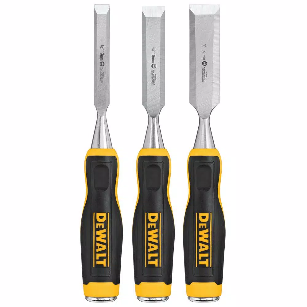 DEWALT DWHT 3-Piece Wood Chisel Set with Bonus 1-1/4 in. and 1-1/2 in. Chisels