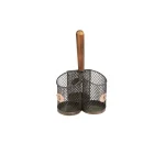 MIND READER Stainless Steel Utensil Caddy & Silverware Organizer with Wood Handle thumbnail 1