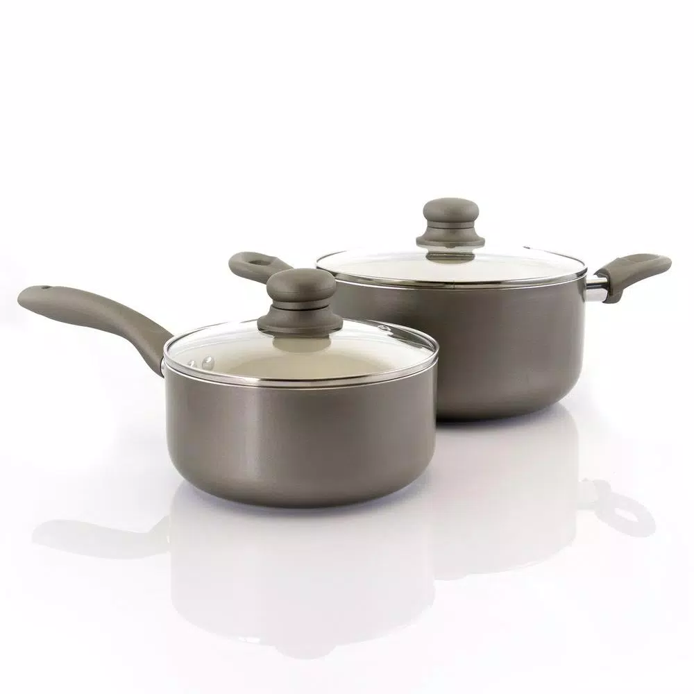 Oster Newcrest 8-Piece Aluminum Nonstick Cookware Set, Gray