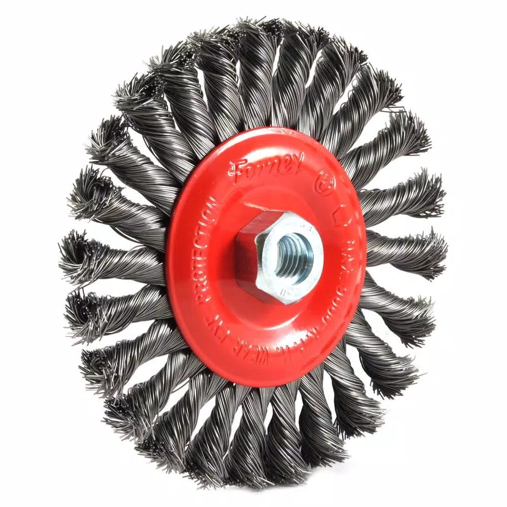 Forney 6 in. Twist Knot Wire Wheel Brush with 5/8 in.-11 Threaded Arbor