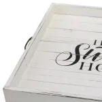Stonebriar Collection Stonebriar Rustic White Wood Decorative Serving Tray with Metal Handles thumbnail 4