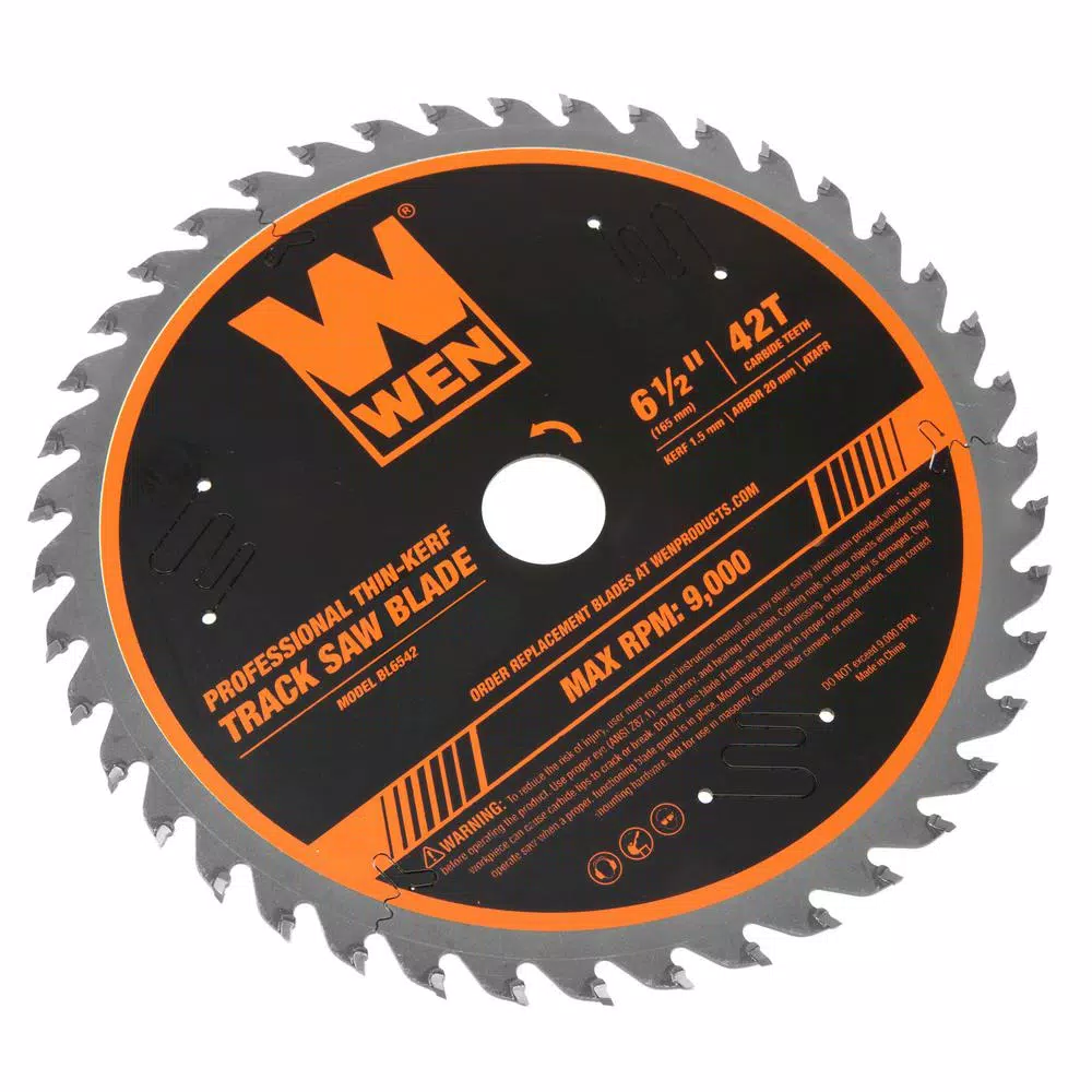 WEN 6.5 in. 42-Tooth Carbide-Tipped ATAFR Thin-Kerf Professional Track Saw Blade