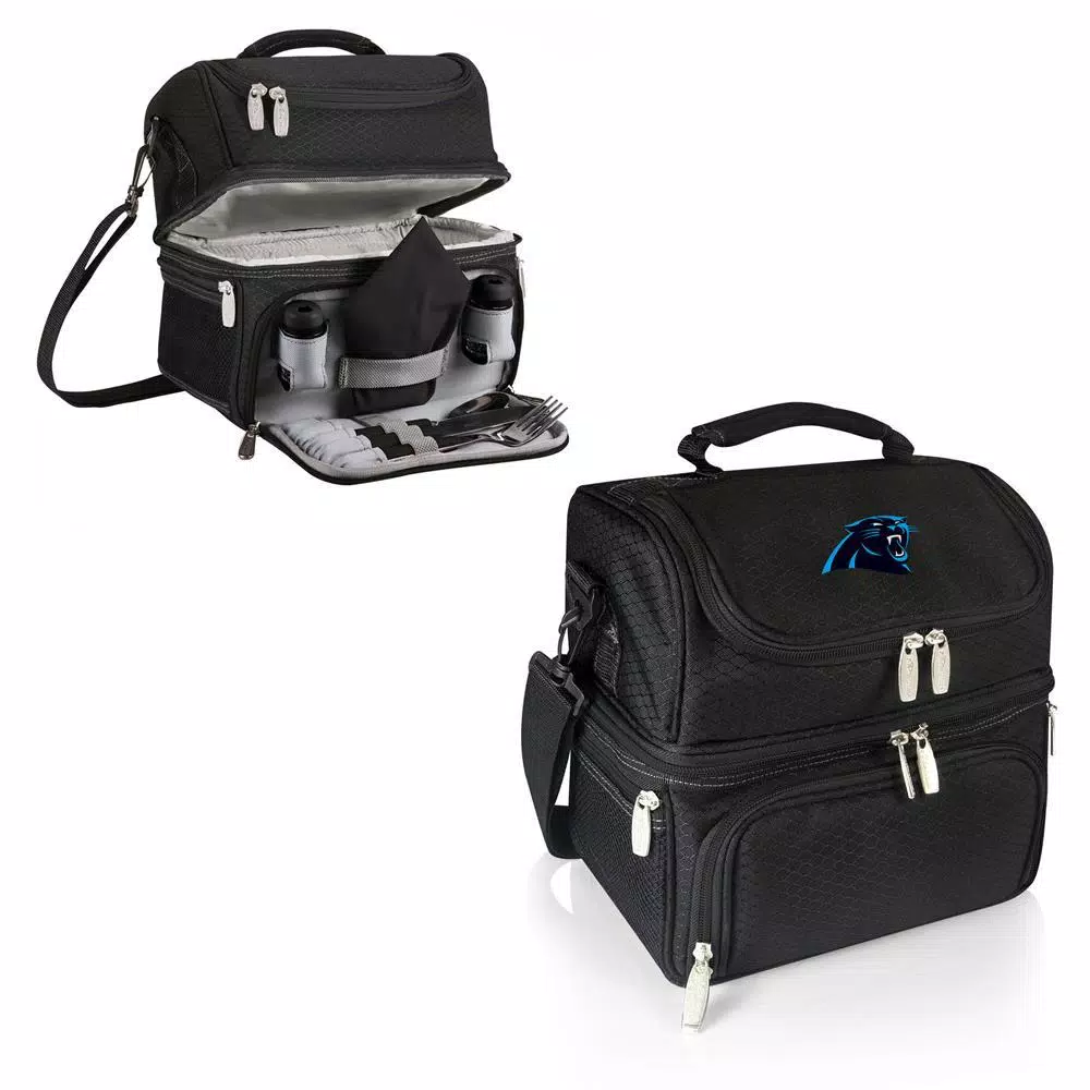 ONIVA Pranzo Black Carolina Panthers Insulated Lunch Bag with Utensil Set