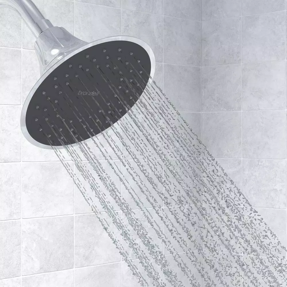 Brondell VivaSpring 6.5 in. Single Wall Mount Fixed Rain Shower Head with KDF Filtration, Chrome