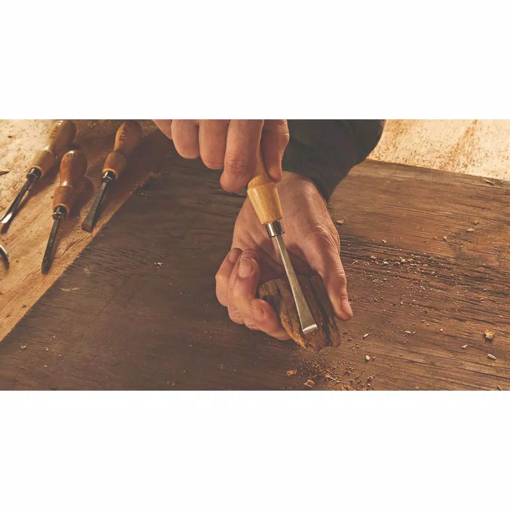 Stanley 6-Piece Wood Carving Chisel Set with Natural Wood Handles