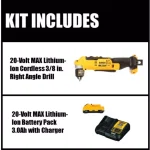 DEWALT 20V MAX Cordless 3/8 in. Right Angle Drill/Driver Kit with 3.0Ah Battery and Charger thumbnail 2
