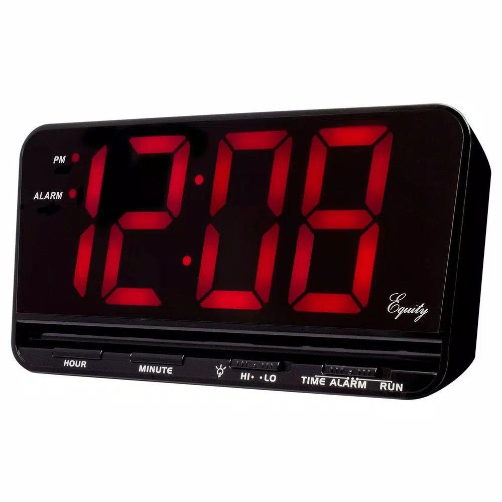 Equity by La Crosse Extra-Large 3 in. Red LED Digital Alarm Table Clock with HI/LO Settings