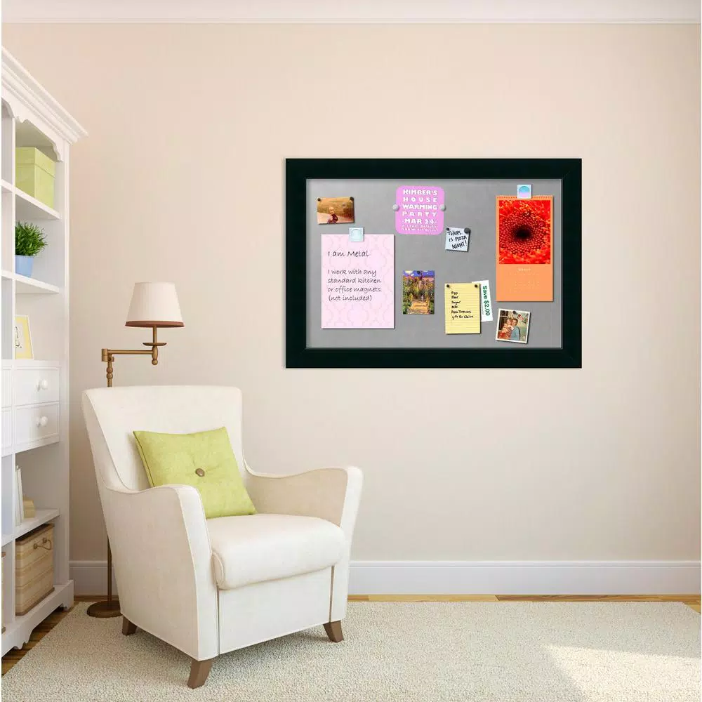 Amanti Art Corvino 41 in. W x 29 in. H Black Wood Framed Magnetic Memo Board