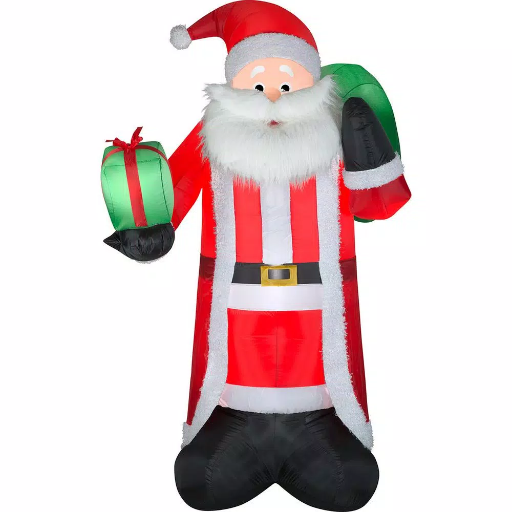 Gemmy 8 ft. Tall Airblown Inflatable Santa with Fuzzy Plush Fabric and LED Lights