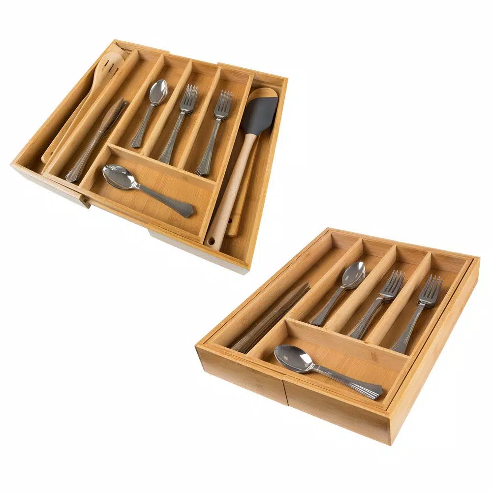 Lavish Home Bamboo Expandable Utensil Drawer Organizer, Brown