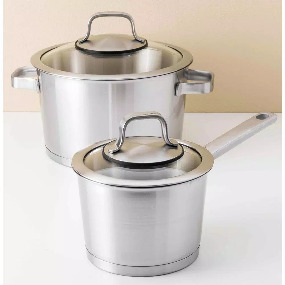 BergHOFF Essentials Manhattan 10-Piece Stainless Steel Cookware Set with Glass Lids, Induction Ready