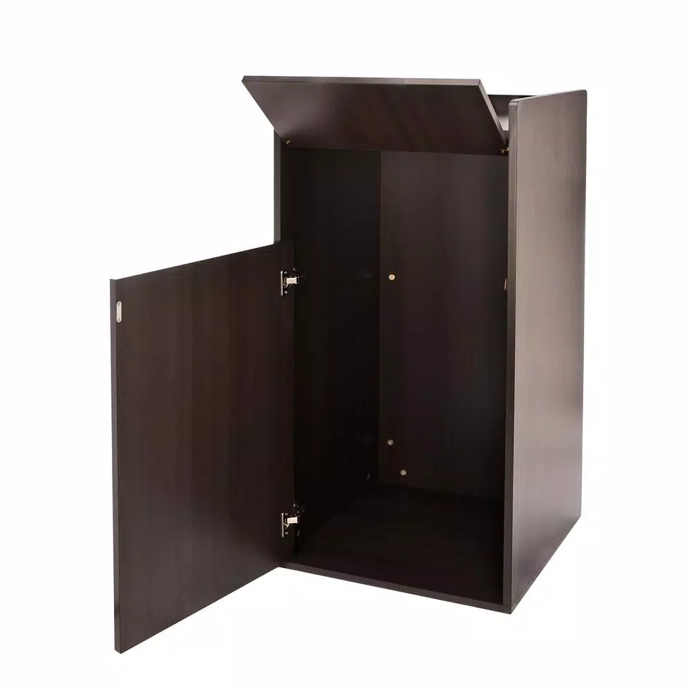 Alpine Industries 40 Gal. Black Wood Commercial Tray Top Waste Enclosure Trash Receptacle