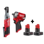 Milwaukee M12 FUEL 12V Cordless 3/8 in. Ratchet and 1/2 in. Stubby Impact Wrench Combo Kit with (2) 3.0 Ah Batteries thumbnail 1