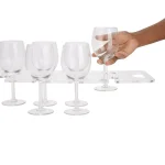 Mind Reader Clear Acrylic 8-Wine Glass Holder with Built-In Handles - 19 in. Oval Serving Tray thumbnail 3