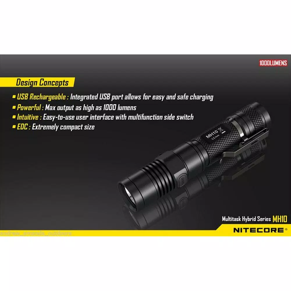 NITECORE MH10 Multitask Hybrid Series 1000 Lumens LED Rechargeable Flashlight