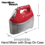Hamilton Beach Ensemble 6-Speed Hand Mixer with Snap-On Storage Case, Red thumbnail 2