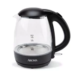AROMA 5-Cup Black Glass Electric Kettle, 1.2L Cordless Pouring with Automatic Shut-Off thumbnail 1