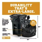 Plasticplace 65 Gal. Black Toter Compatible Trash Bags, 2.0 Mil Thick, 50 in. x 60 in. (50-Case) thumbnail 2