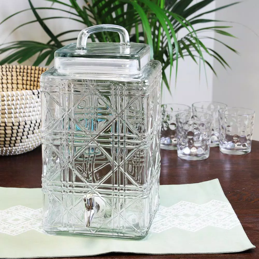 Gibson Home Jewelite 320 oz. Clear Glass Beverage Dispenser with Silver Spigot