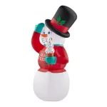 Home Accents Holiday 6 ft. Animated Airblown Inflatable Shivering Snowman with Ugly Sweater and Ice Cream thumbnail 3