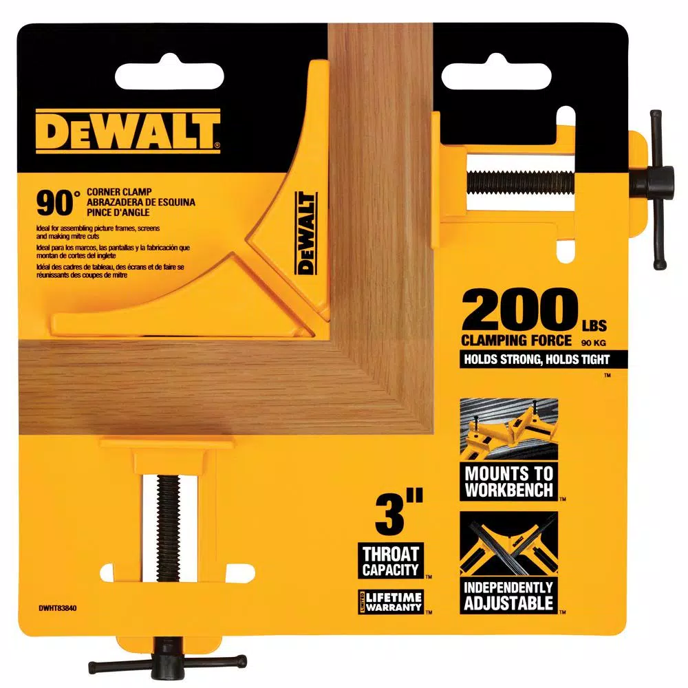 DEWALT 90° Corner Clamp, 200 lb. Clamping Force, 3 in. Jaw Opening
