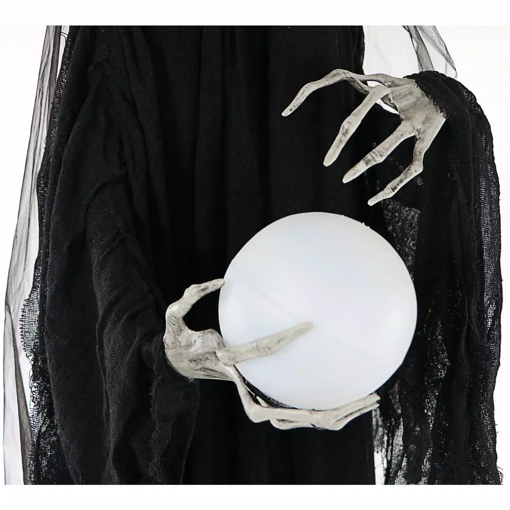 Haunted Hill Farm 7.5 ft. Animated Phantom Witch with Multi-Color LED Crystal Ball Halloween Prop