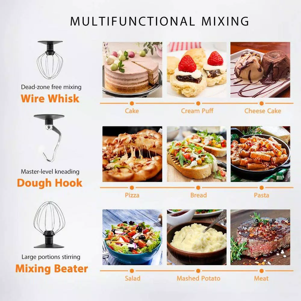 VIVOHOME 650W 6-Qt. Silver Tilt-Head Kitchen Stand Mixer with 6 Speeds